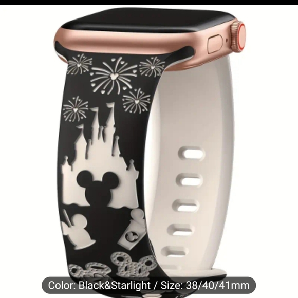 Cute Castle Fireworks 3D Engraved Silicone Band For Apple Watch - Unisex - Picture 1 of 2